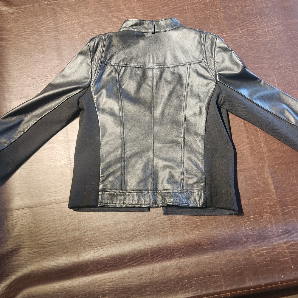 Mango Black Leather Jacket - Picture 2 of 7